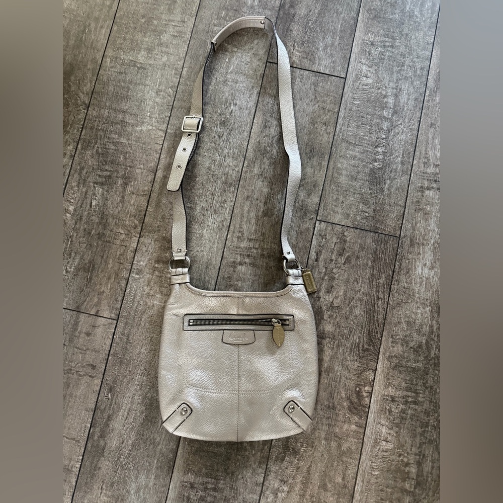 COACH Silver Crossbody Bag with Buckle Adjustable Long Strap